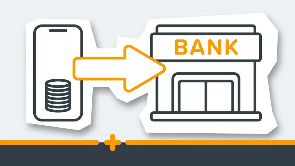 Proces przesyłania pieniędzy z urządzenia mobilnego do banku